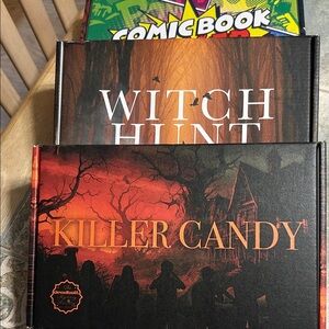 Killer Candy, Witch Hunt and Comic Book Killer - Mystery Board Games by